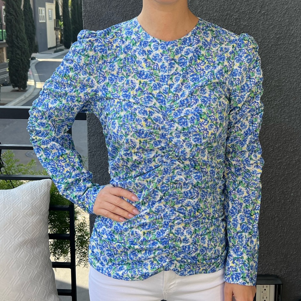 Zara flower printed cotton blouse
